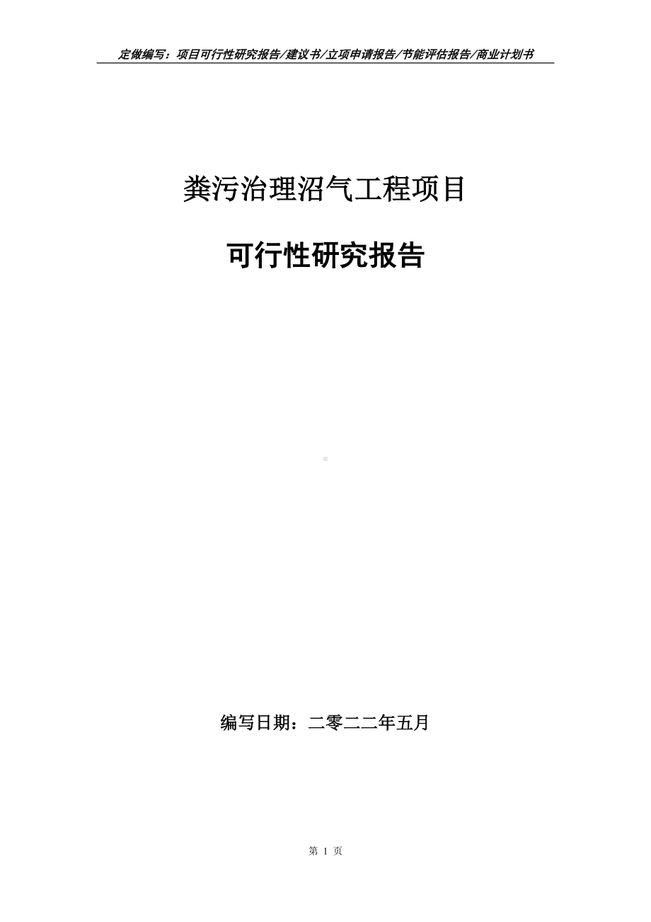 粪污治理沼气工程项目可行性报告（写作模板）.doc_第1页