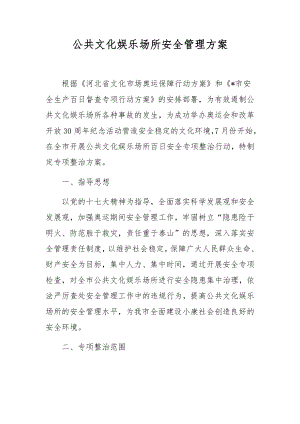 公共文化娱乐场所安全管理方案.docx