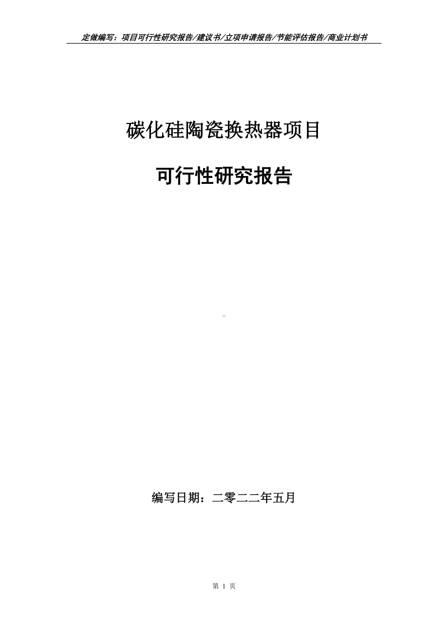 碳化硅陶瓷换热器项目可行性报告（写作模板）.doc_第1页