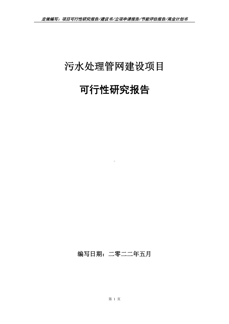 污水处理管网建设项目可行性报告（写作模板）.doc_第1页