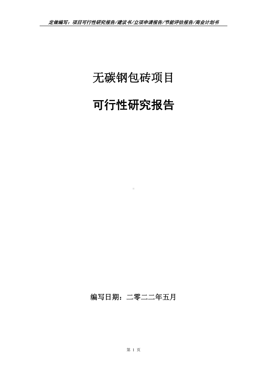 无碳钢包砖项目可行性报告（写作模板）.doc_第1页