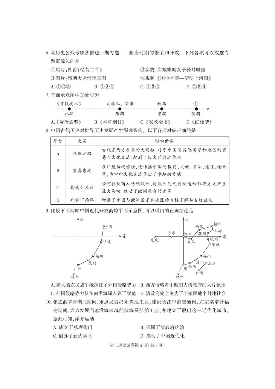 北京市大兴区2023届九年级初三上学期期末历史试卷+答案.pdf_第2页