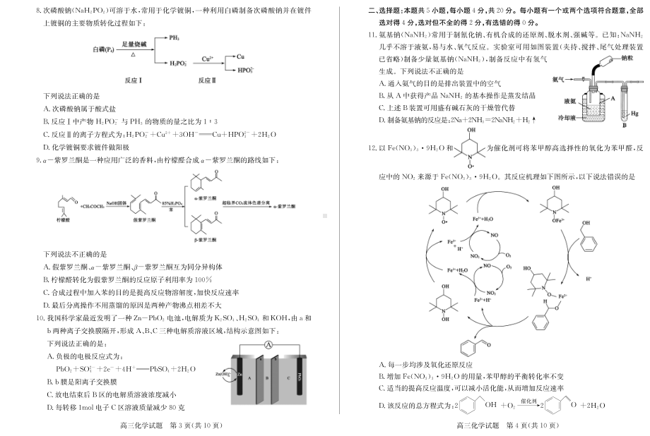 山东省德州市2023年高三上学期线上教学自测自评卷化学试题及答案.pdf_第2页