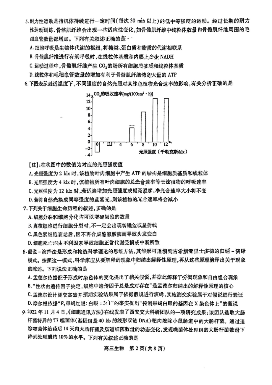 2023届安徽高三鼎尖名校联盟12月联考生物 试卷及答案.doc_第2页