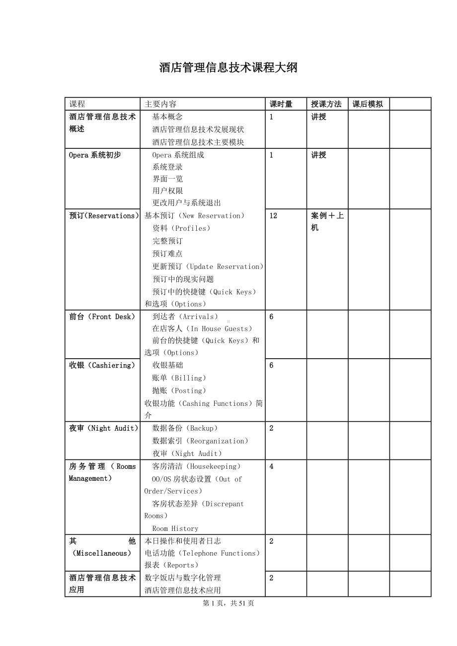 《酒店管理信息系统-OPERA应用教程》教案.doc_第1页