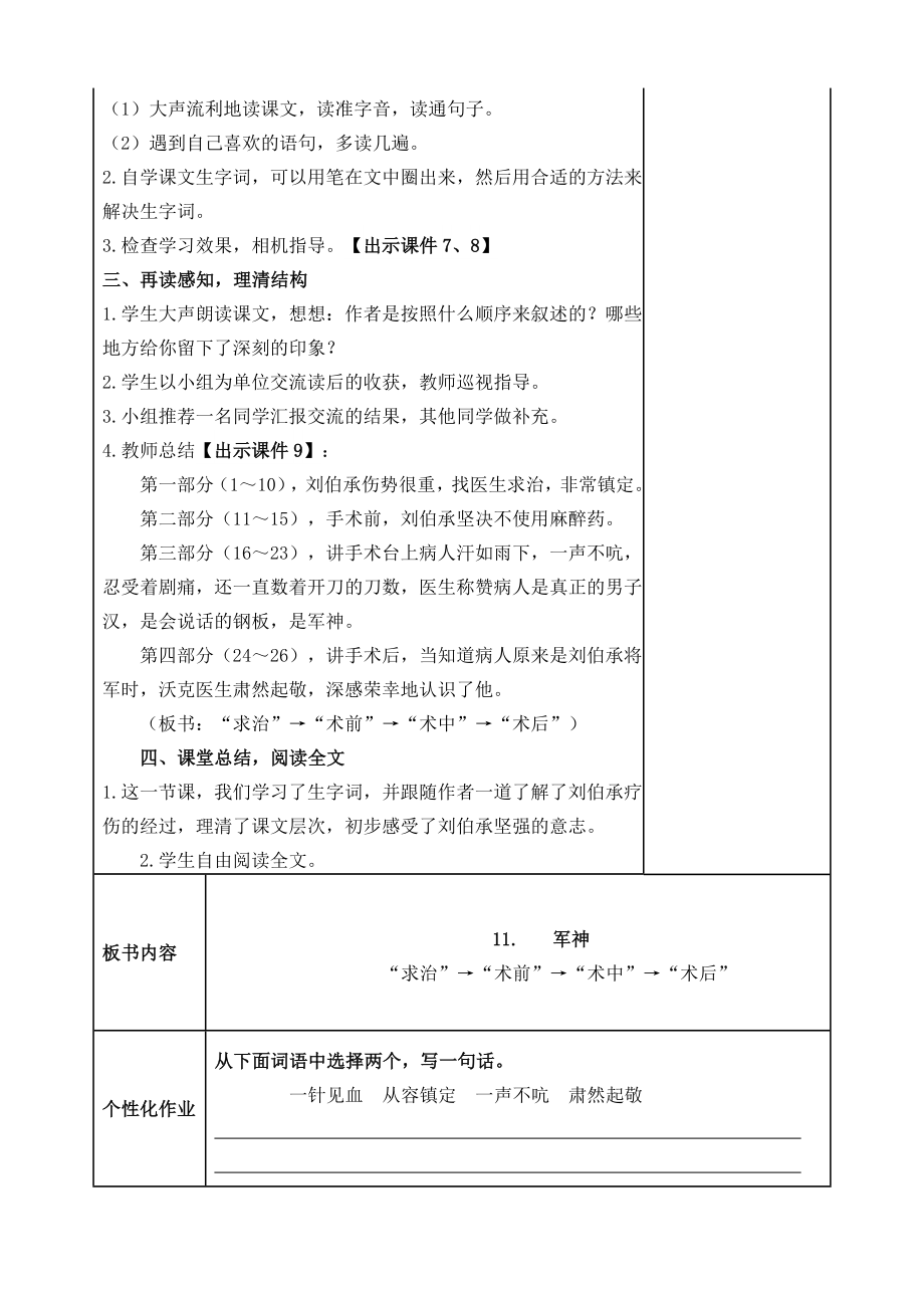 育才小学部编版五年级语文下册第11课《军神》教案（第1课时）.doc_第2页