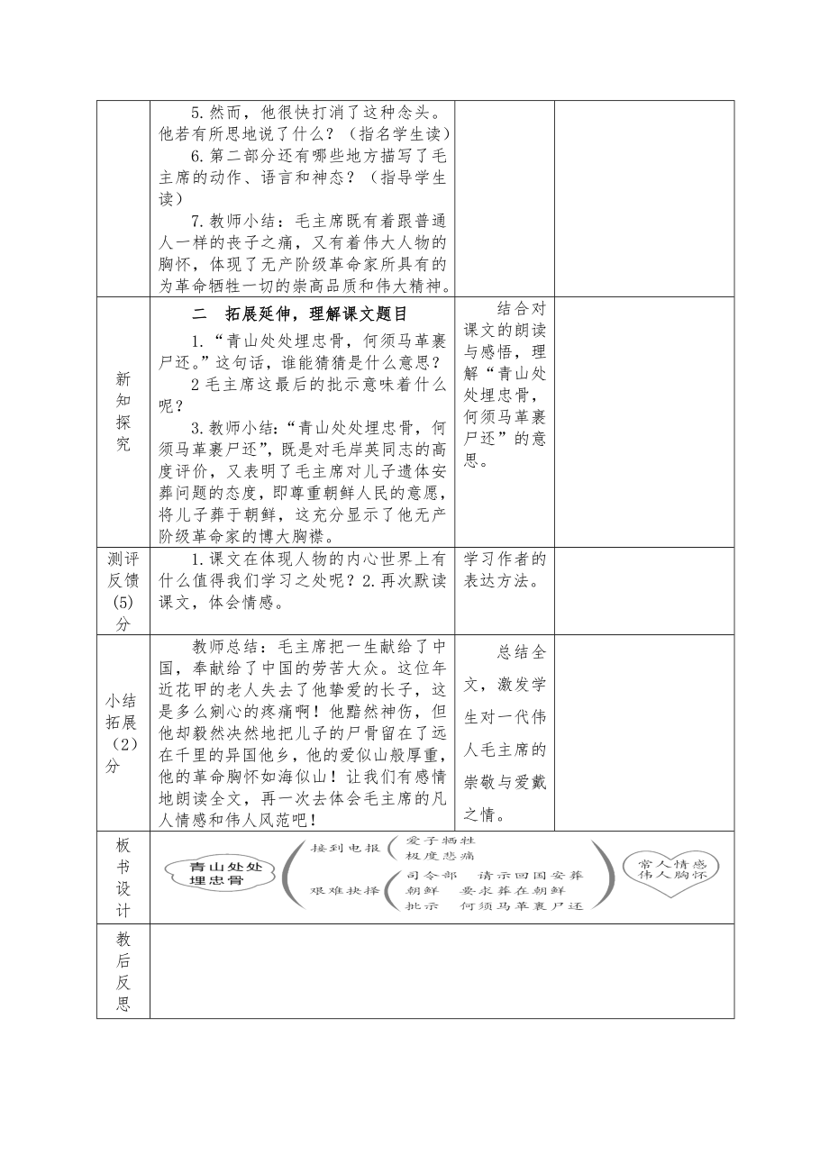 实验学校部编版五年级语文下册地四单元《青山处处埋忠骨》（第二课时）教案.docx_第2页