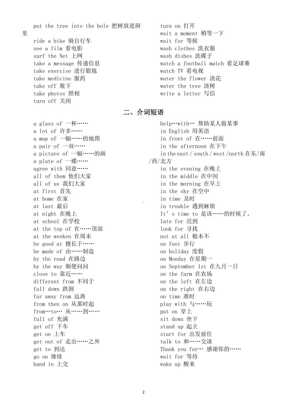 小学英语小升初常见短语汇总（共7类）.doc_第2页