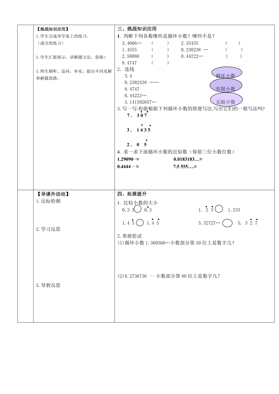 五年级上册数学导学案-5.21 循环小数丨浙教版.doc_第2页