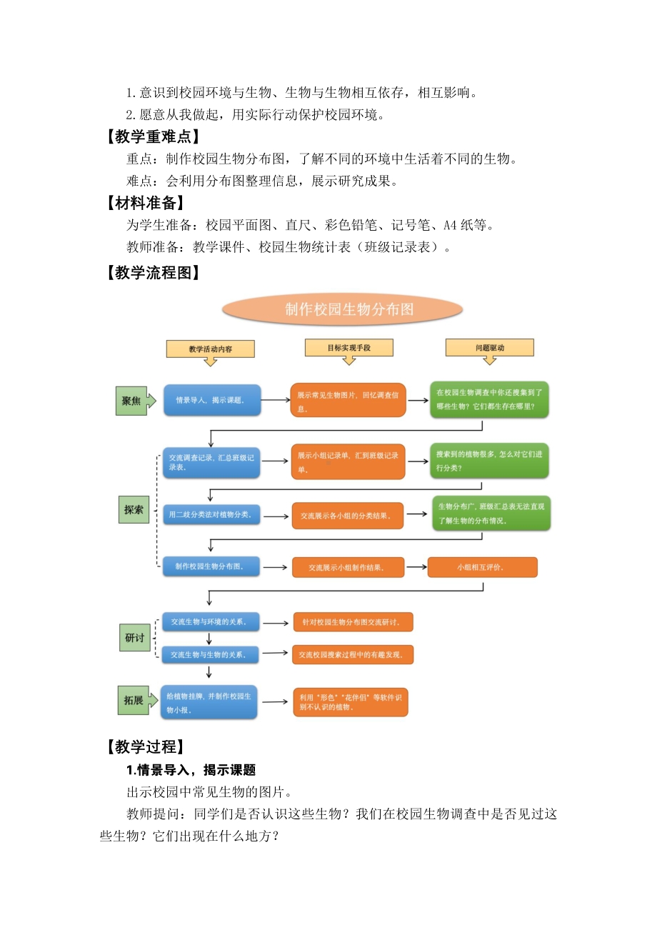 新教科版2022-2023六年级科学下册第二单元第2课《制作校园生物分布图》教学设计.docx_第2页