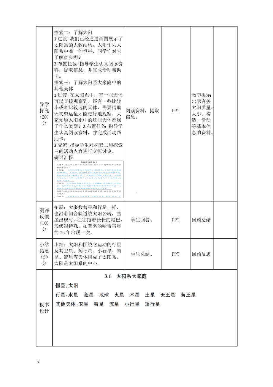 实验小学2022-2023新教科版六年级科学下册3-1《太阳系大家庭》教案.doc_第2页