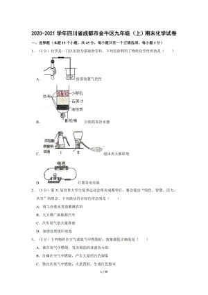 2020-2021学年四川省成都市金牛区九年级（上）期末化学试卷(word版含答案解析).doc