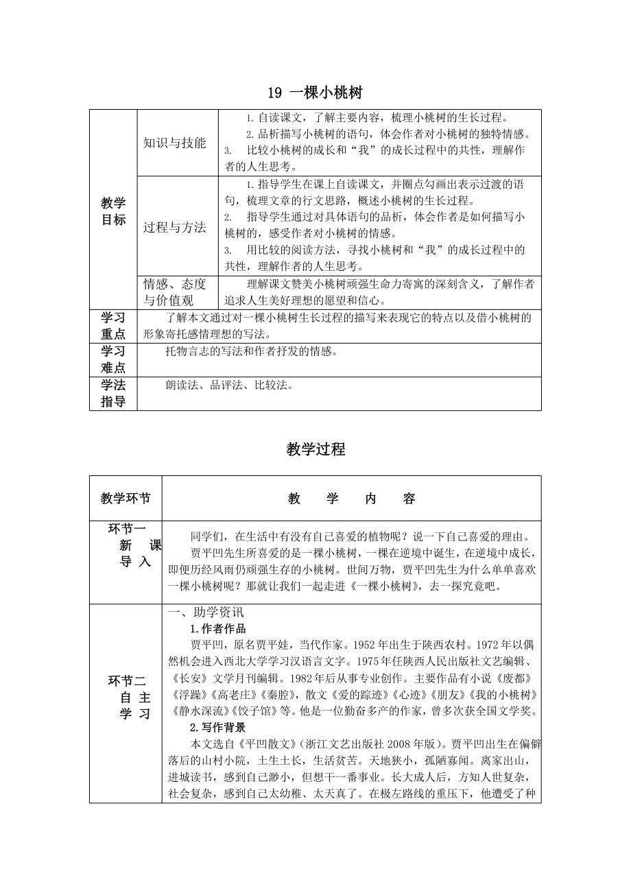 18 一棵小桃树 教学方案-七年级语文下册.pptx_第1页