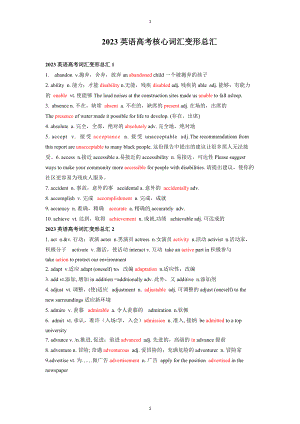 2023英语高考词汇变形总汇（共42组）背诵版.docx