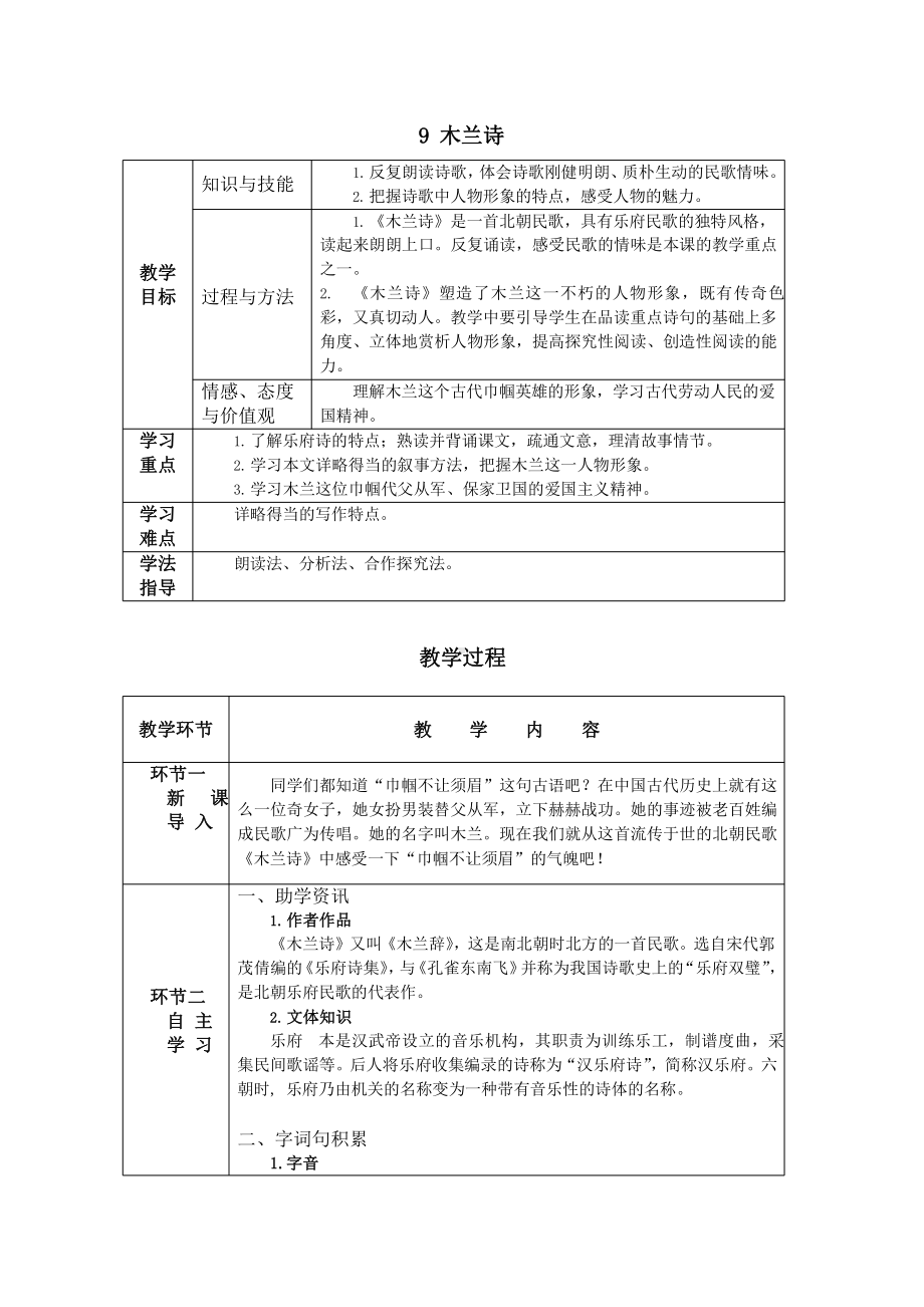 8 木兰诗 教学方案-七年级语文下册.pptx_第1页