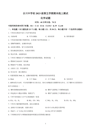 重庆市合川区合川中学2022-2023学年九年级上学期期末（线上）化学试题.docx