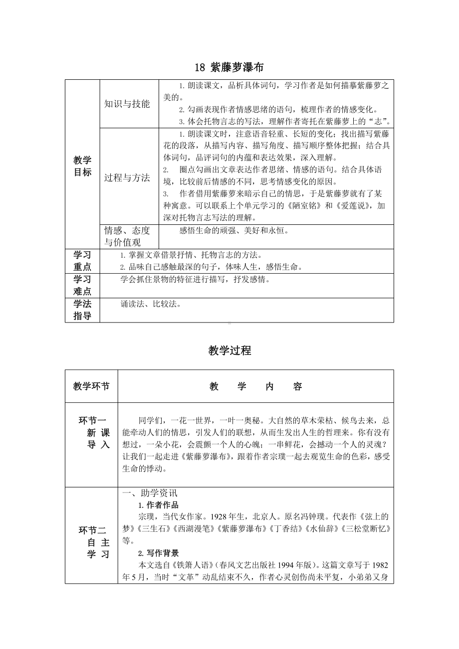 17 紫藤萝瀑布 教学方案-七年级语文下册.pptx_第1页