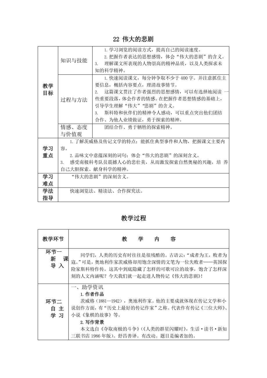 21 伟大的悲剧 教学方案-七年级语文下册.pptx_第1页