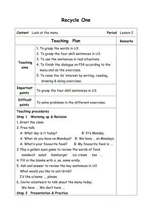 五年级上册英语教案-Recycle 1-2-人教(PEP).doc