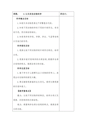 2022-2023新教科版三年级科学下册第二单元第2课《认识其他动物的卵》集体备课教案.doc