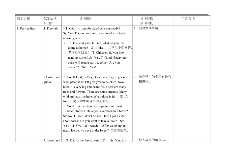 五年级上册英语教案-Unit1 Goldilocks and the three bears 译林版.doc_第2页