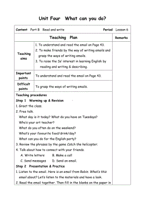 五年级上册英语教案-Unit4 What can you do-6-人教(PEP).doc