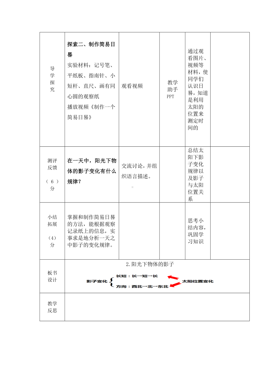 杭州市2022-2023新教科版三年级科学下册第三单元第2课《阳光下物 体的影子》教案.docx_第2页