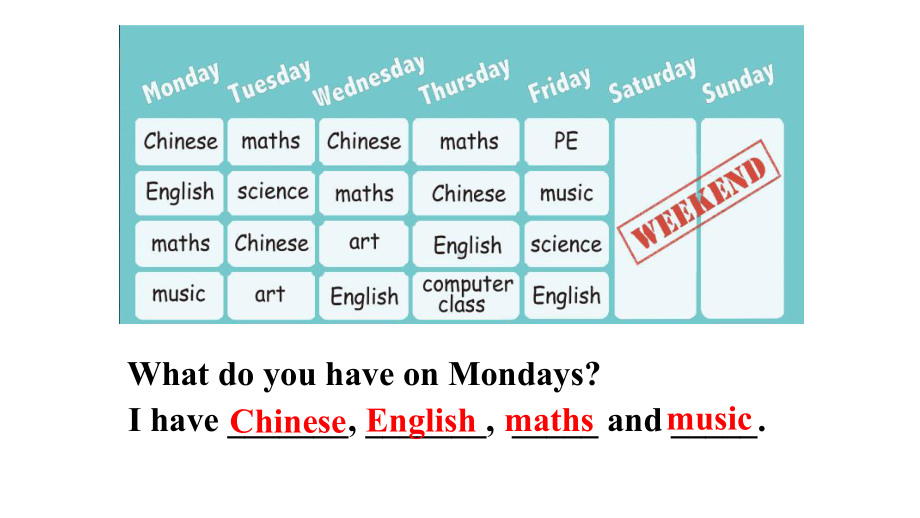 五年级上册英语课件-Unit 2 My week B Read and write 人教PEP版(共23张PPT).pptx_第3页