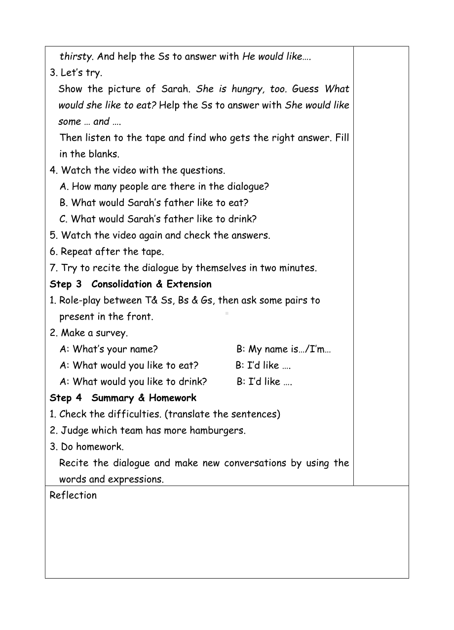 五年级上册英语教案-Unit3 What would you like-2 PA Let's talk-人教(PEP).doc_第2页