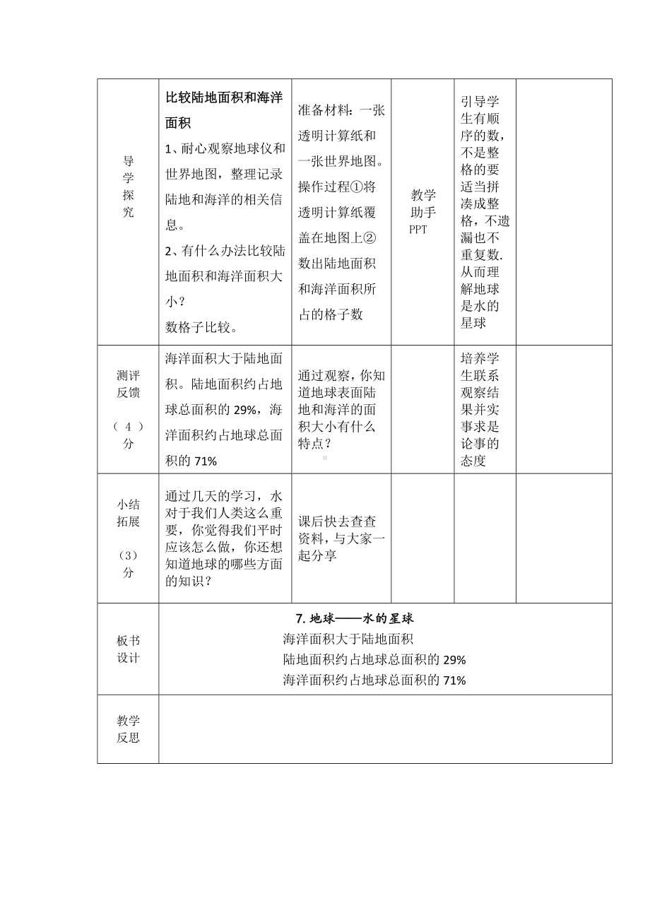 杭州市2022-2023新教科版三年级科学下册第三单元第7课《地球-水的星球》教案.docx_第2页