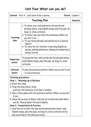 五年级上册英语教案-Unit4 What can you do-1-人教(PEP).doc