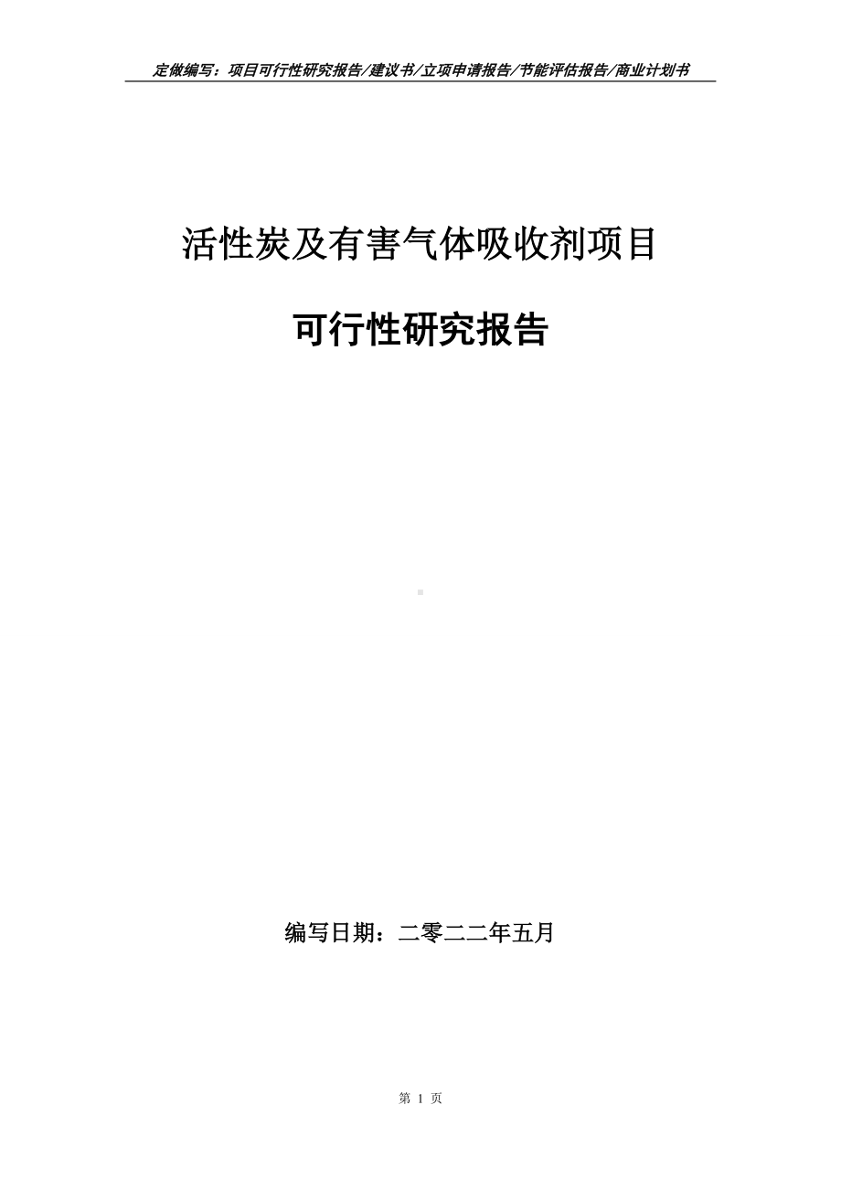 活性炭及有害气体吸收剂项目可行性报告（写作模板）.doc_第1页