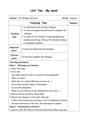 五年级上册英语教案-Unit2 My week-6-人教(PEP).doc