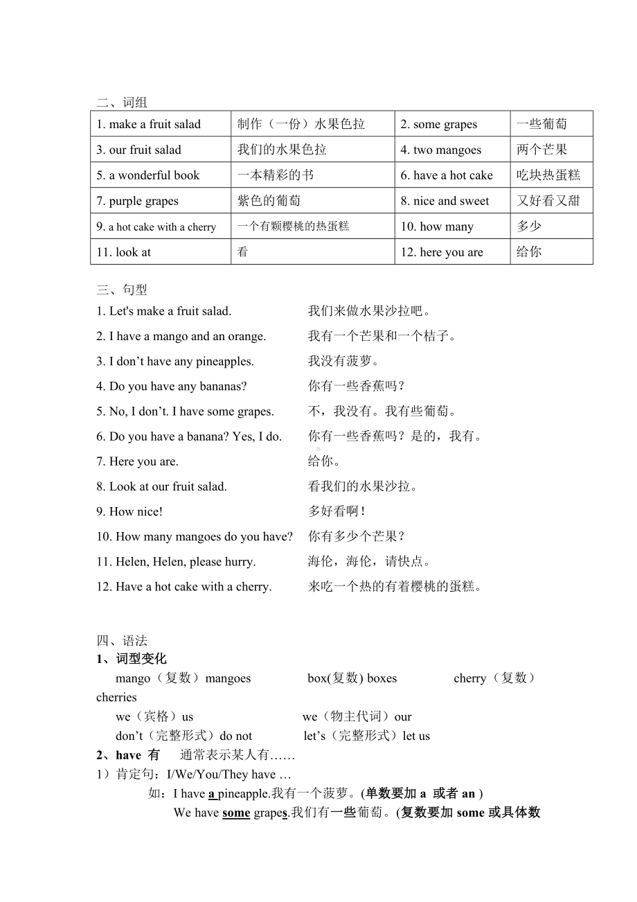 四年级上册英语素材- Unit1-Unit2 知识点梳理译林版.docx_第3页