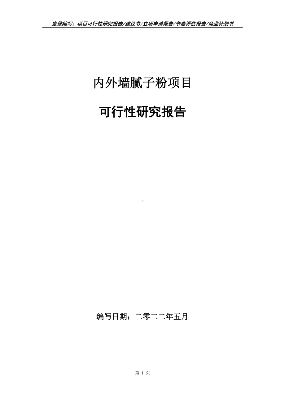 内外墙腻子粉项目可行性报告（写作模板）.doc_第1页