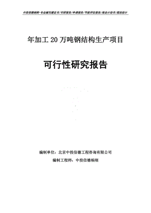 年加工20万吨钢结构生产可行性研究报告申请备案.doc