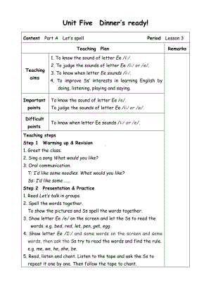 四年级上册英语教案-Unit5 Dinner's ready-3-人教(PEP)( ).doc