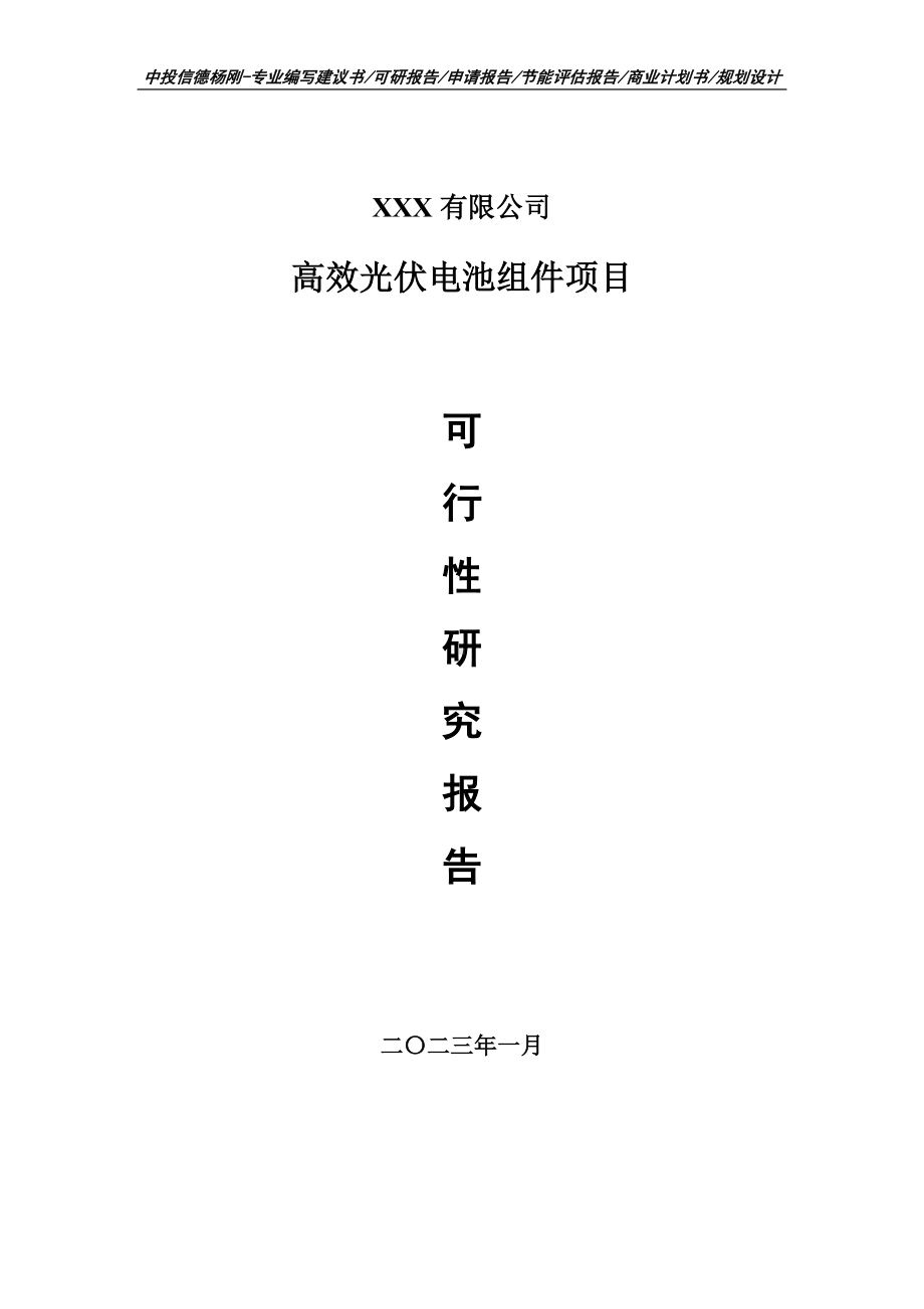 高效光伏电池组件项目可行性研究报告建议书.doc_第1页