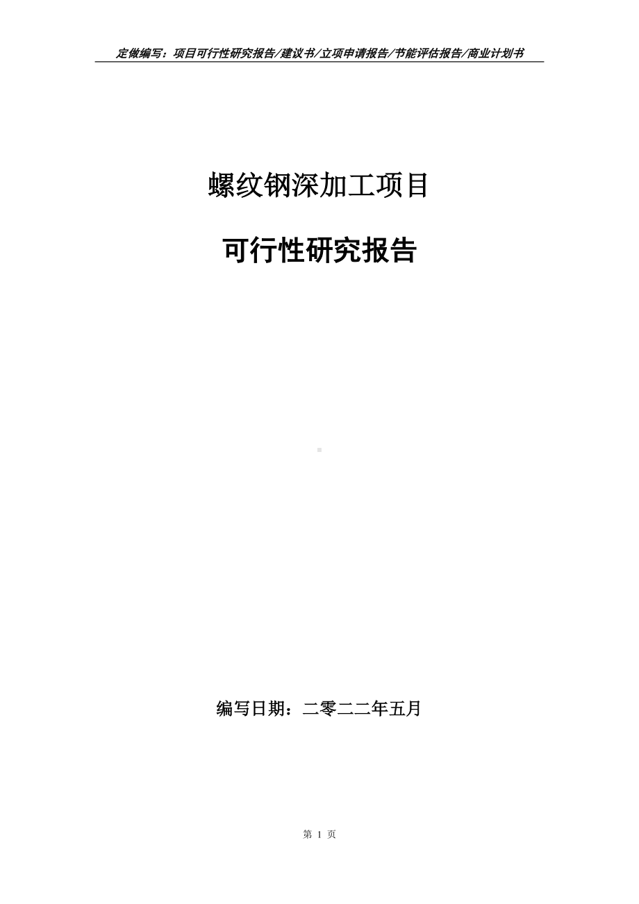 螺纹钢深加工项目可行性报告（写作模板）.doc_第1页