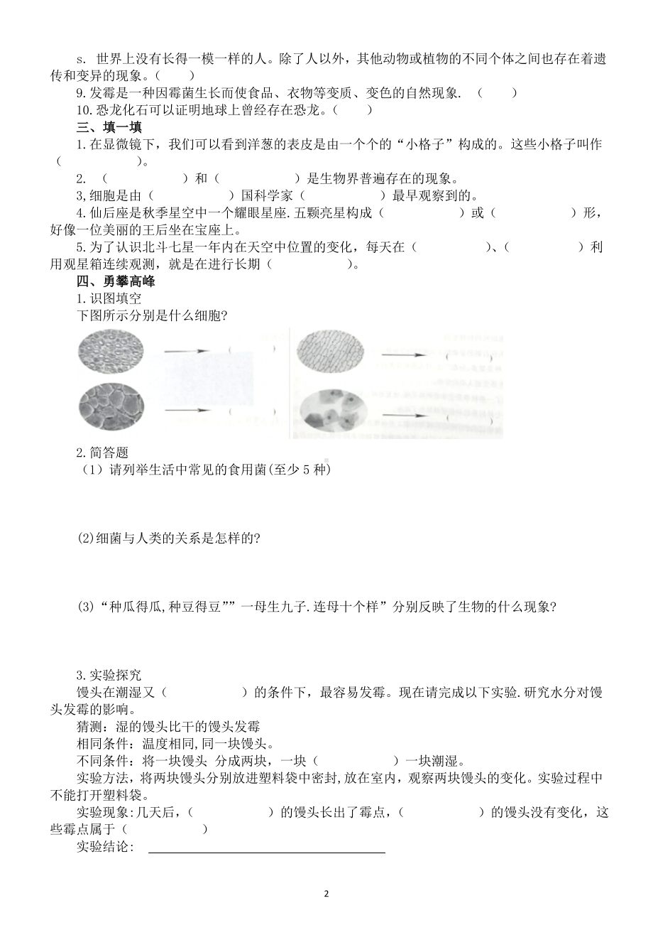 小学科学青岛版六三制六年级上册期中测试题1（2022秋）（附参考答案）.doc_第2页