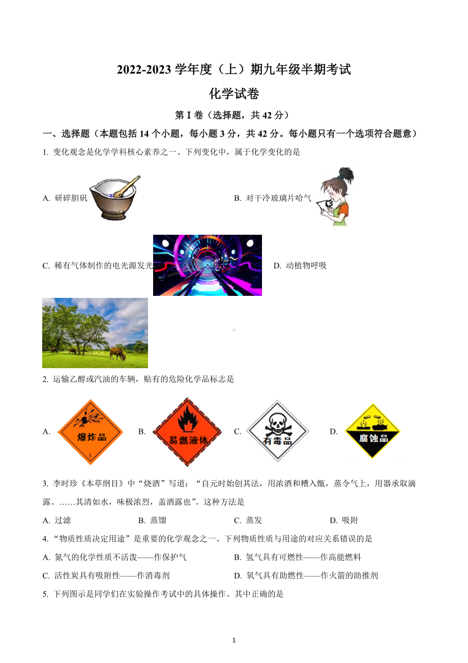 四川省成都市龙泉驿区2022-2023-学年九年级上学期期中化学试题.docx_第1页