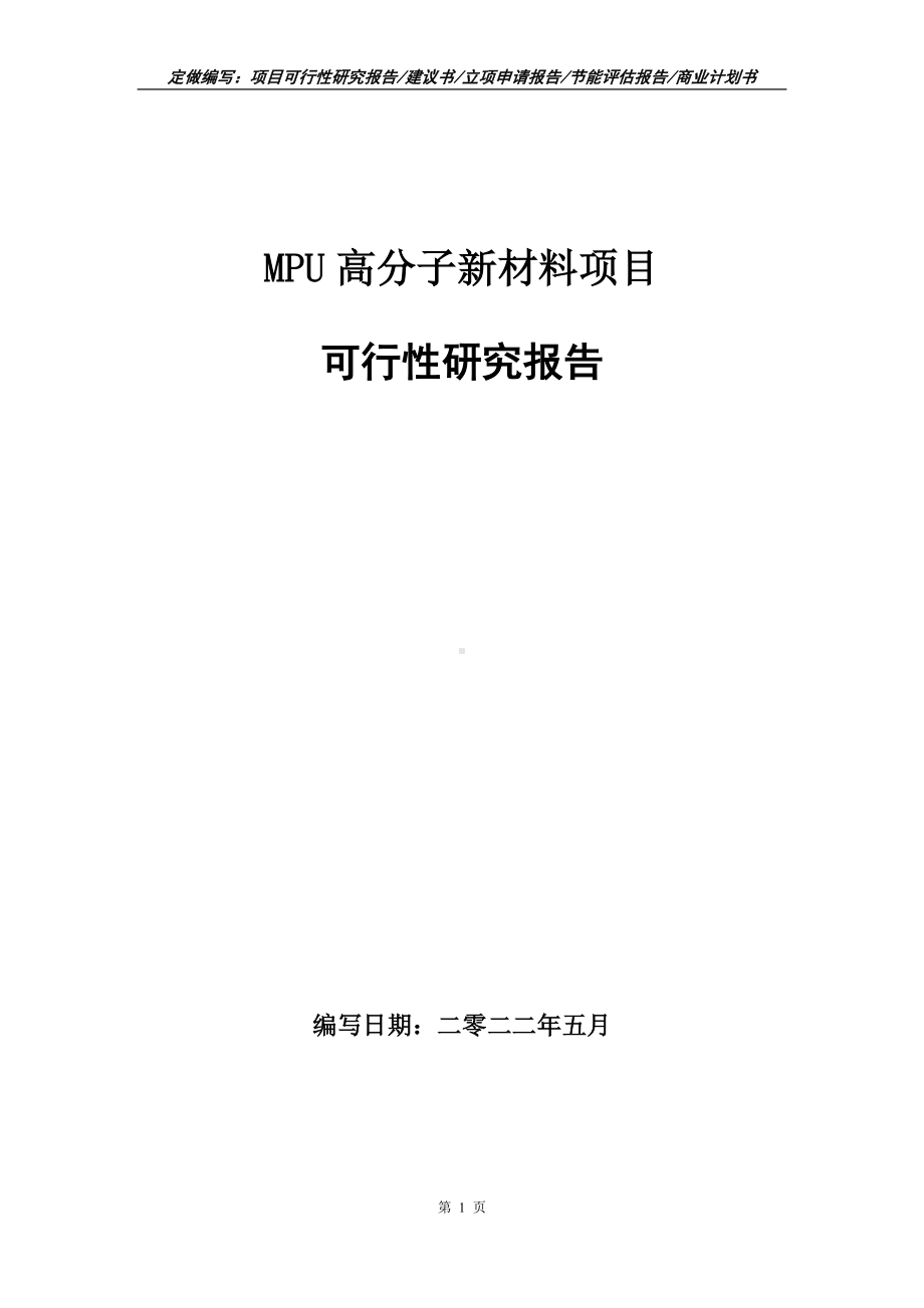 MPU高分子新材料项目可行性报告（写作模板）.doc_第1页