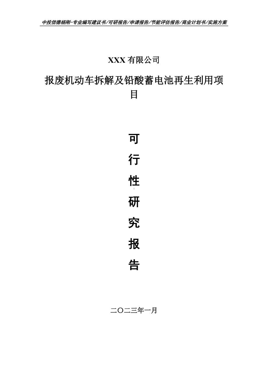 报废机动车拆解及铅酸蓄电池再生利用可行性研究报告.doc_第1页