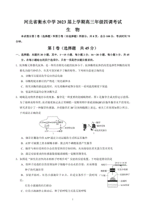 河北省衡水2023届高三上学期四调考试生物试卷+答案.pdf