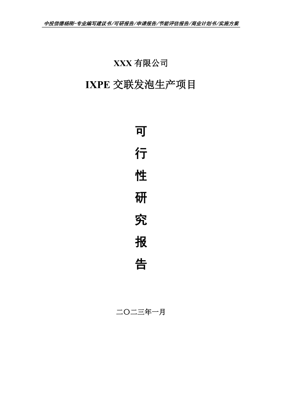 IXPE交联发泡生产项目可行性研究报告建议书.doc_第1页