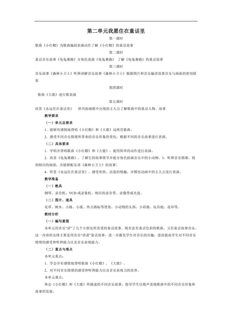 人教小学音乐二上《1我愿住在通话里》word教案.doc_第1页