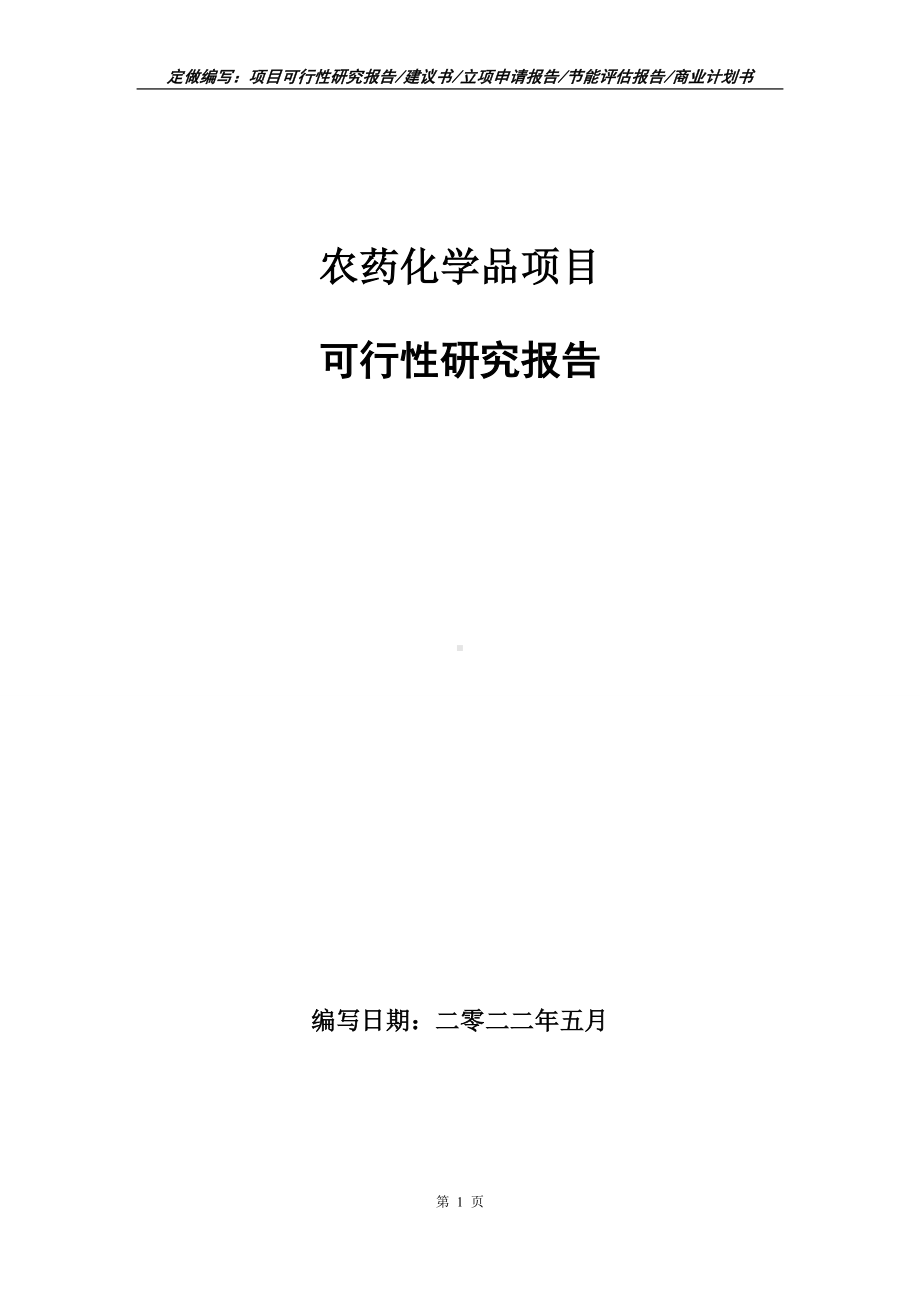 农药化学品项目可行性报告（写作模板）.doc_第1页