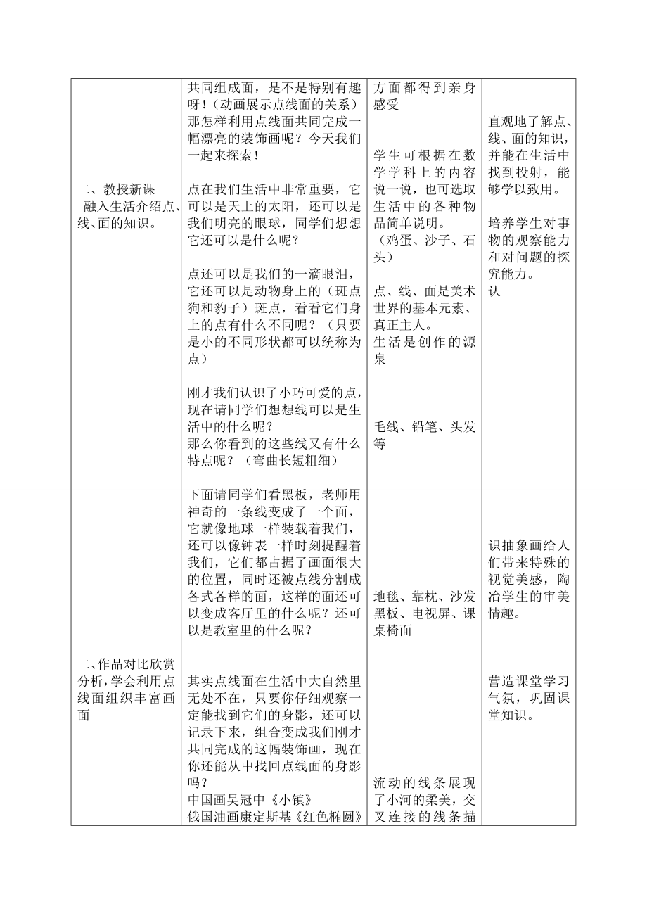 二年级上册美术教案-第3课 点线面｜冀教版 (3).doc_第2页
