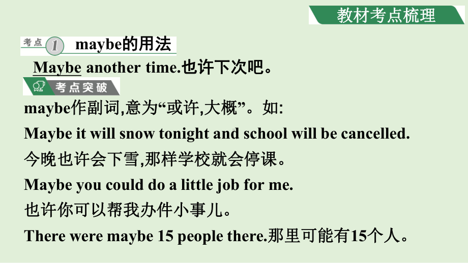 2021年人教版英语中考教材考点梳理　八年级上册 Units 9—10 （ppt课件）.ppt_第3页