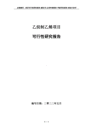 乙烷制乙烯项目可行性报告（写作模板）.doc